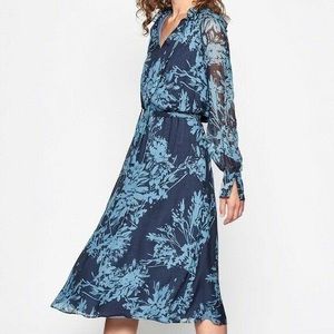 Equipment Femme // Henriette Silk Chiffon Blue Dress